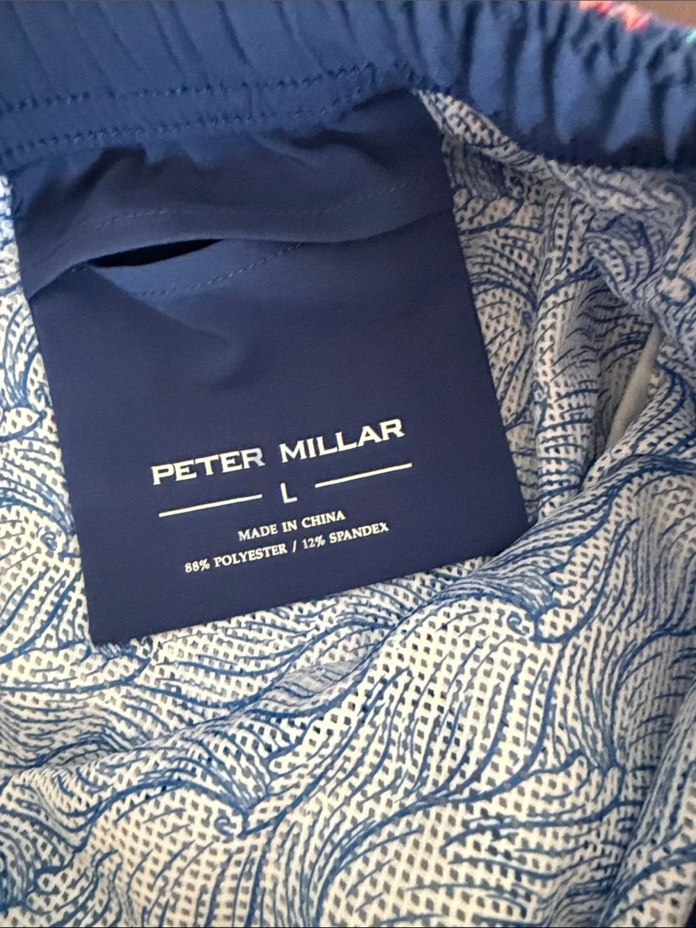 Peter Millar Navy Blue Flamingo & Leaf Hybrid Swim Shorts